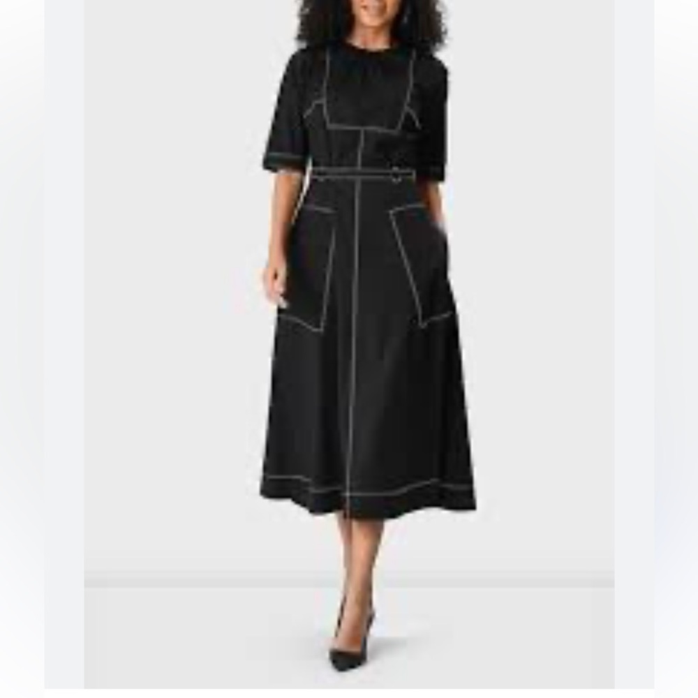 eShakti Dark Green poplin dress